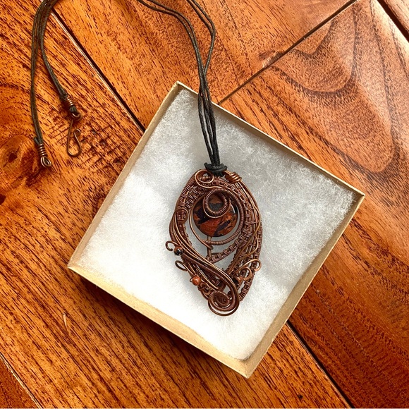 Wire wrap copper necklace - Picture 6 of 7
